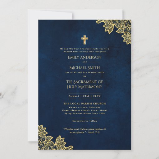 Traditional Wording Catholic Wedding Nuptial Mass Invitation Zazzle