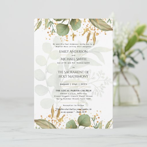Traditional Wording Catholic Wedding Nuptial Mass Invitation Zazzle
