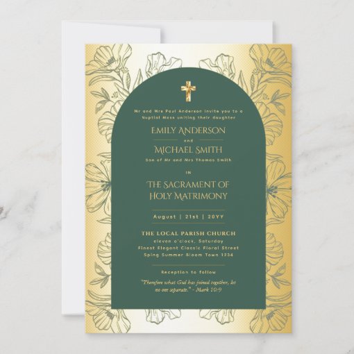Traditional Wording Catholic Wedding Nuptial Mass Invitation Zazzle