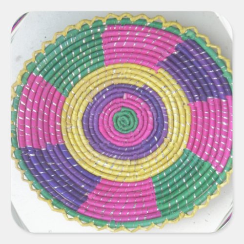 Traditional Woven Plate whirl Square Sticker