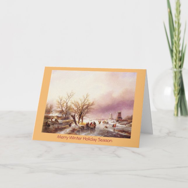 Traditional Xmas winter landscape New Year card (Front)