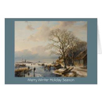 Traditional Xmas winter landscape New Year card