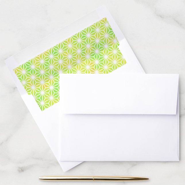 Traditional Yellow Green Lime Geometric Pattern Envelope Liner (Desk)