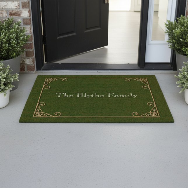 Traditionalist Gold Frame Family Name Fiber Doormat (Creator Uploaded)