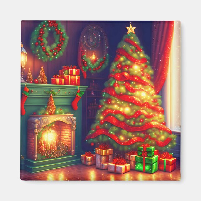 Traditionally Vintage style Christmas tree  Magnet (Front)