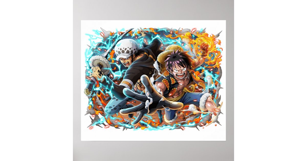 Trafalgar and Luffy One Piece Poster