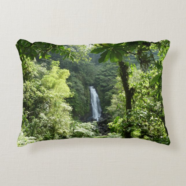 Trafalgar Falls Tropical Rainforest Photography Decorative Pillow (Front)