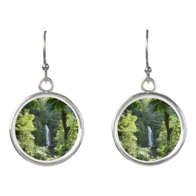 Trafalgar Falls Tropical Rainforest Photography Earrings (Front)