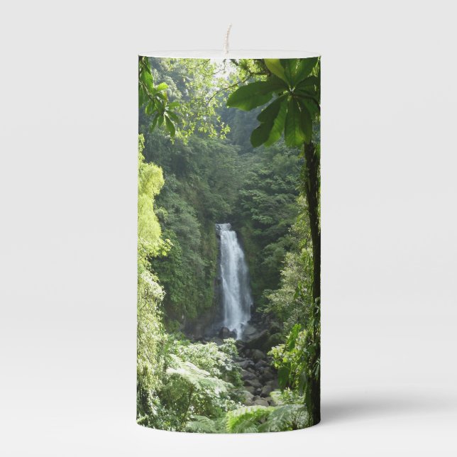 Trafalgar Falls Tropical Rainforest Photography Pillar Candle (Front)