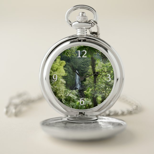 Trafalgar Falls Tropical Rainforest Photography Pocket Watch (Inside)