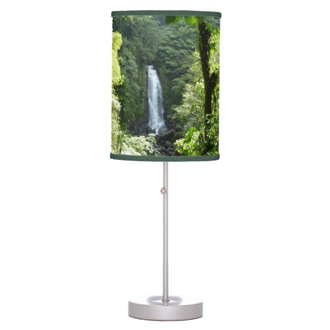 Trafalgar Falls Tropical Rainforest Photography Table Lamp (Front)