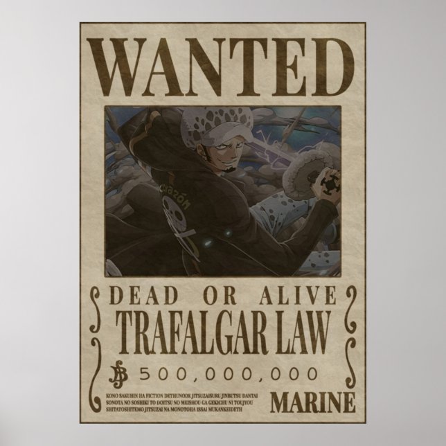 TRAFALGAR LAW One Piece wanted Poster (Front)