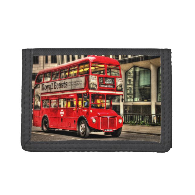 Trafalgar Square London Double Decker Bus Trifold Wallet (Front)