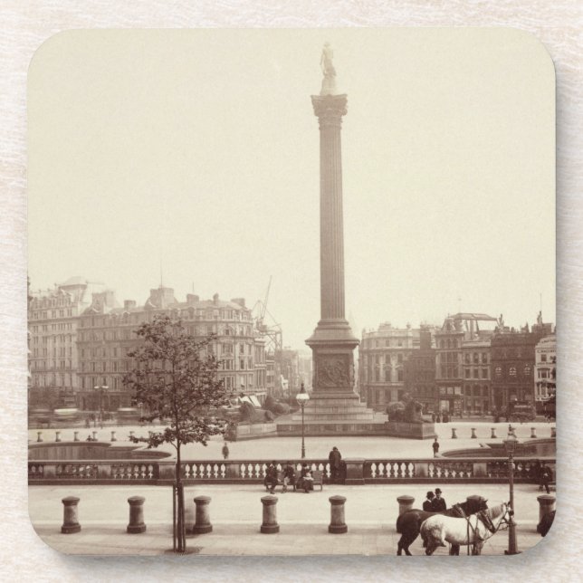 Trafalgar Square, London (sepia photo) Beverage Coaster (Front)