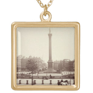 Trafalgar Square, London (sepia photo) Gold Plated Necklace