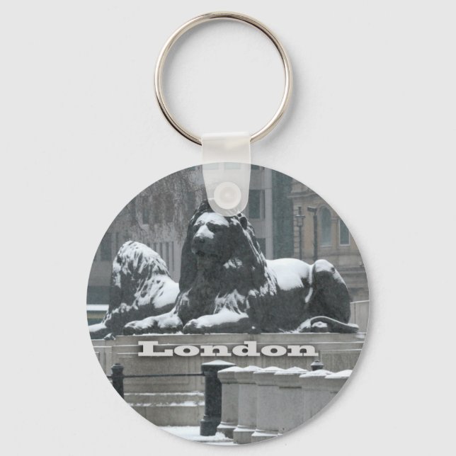 Trafalgar Square London - Snow Keychain (Front)