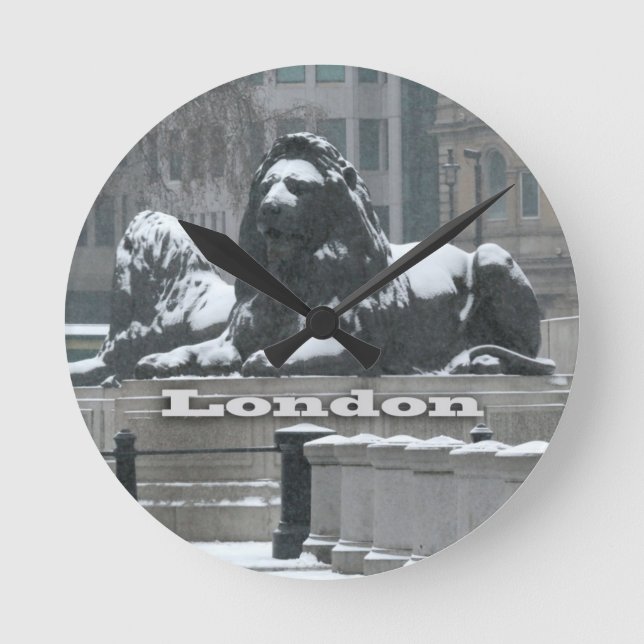 Trafalgar Square London - Snow Round Clock (Front)