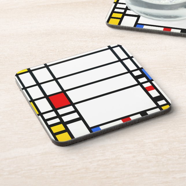 Trafalgar Square - Piet Mondrian - Modern Art Beverage Coaster (Left Side)