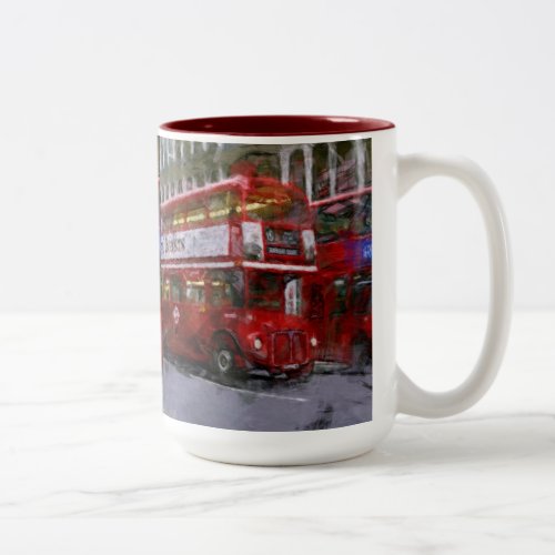Trafalgar Square Red Double_decker Bus London UK Two_Tone Coffee Mug