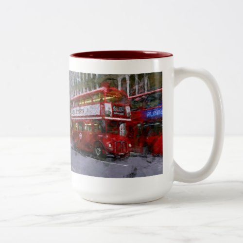 Trafalgar Square Red Double_decker Bus London UK Two_Tone Coffee Mug