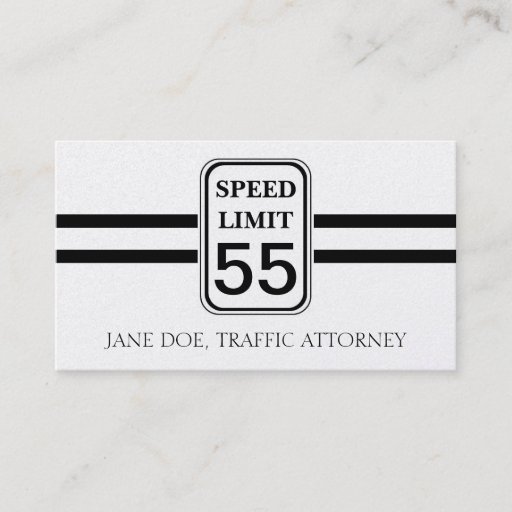 Customizable Traffic Attorney Lawyer Law Speed Limit Sign Business Card Templates