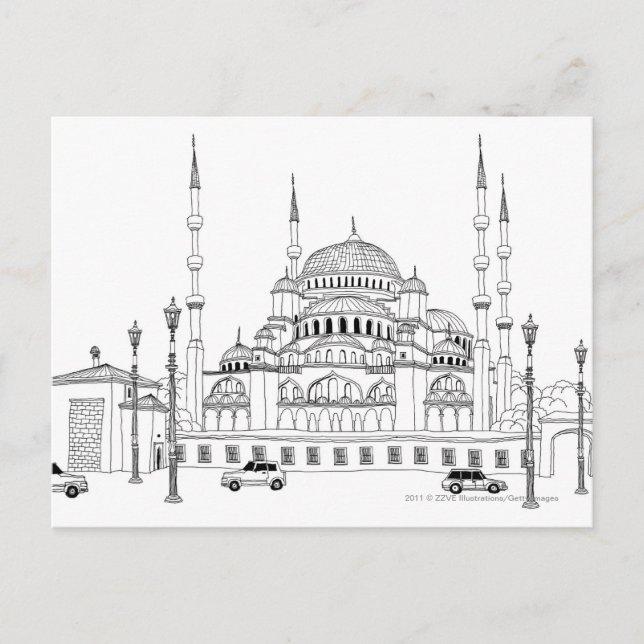 Traffic by mosque postcard (Front)