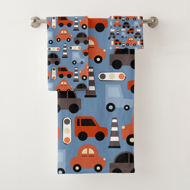 traffic cartoon cars bath towel set (Insitu)