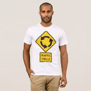 Traffic Circle Road Sign Yellow Mens T-Shirt