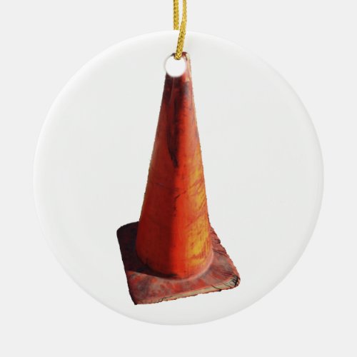 Traffic Cone Ceramic Ornament