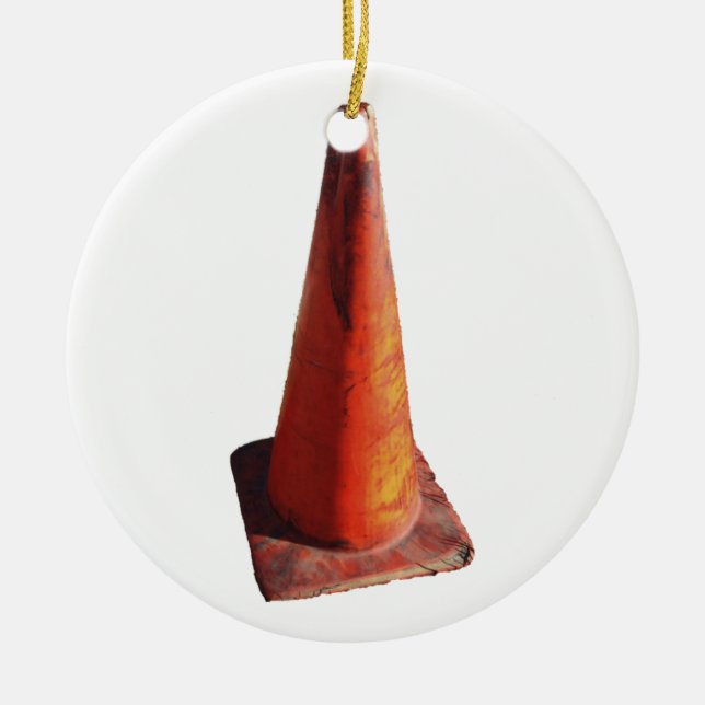 Traffic Cone Ceramic Ornament (Front)
