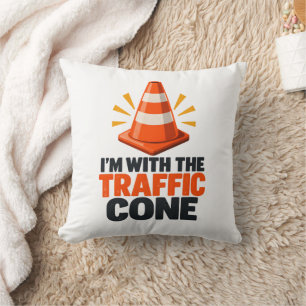 Traffic cone I'm with the traffic cone humor Throw Pillow