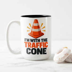 Traffic cone I'm with the traffic cone humor Two-Tone Coffee Mug