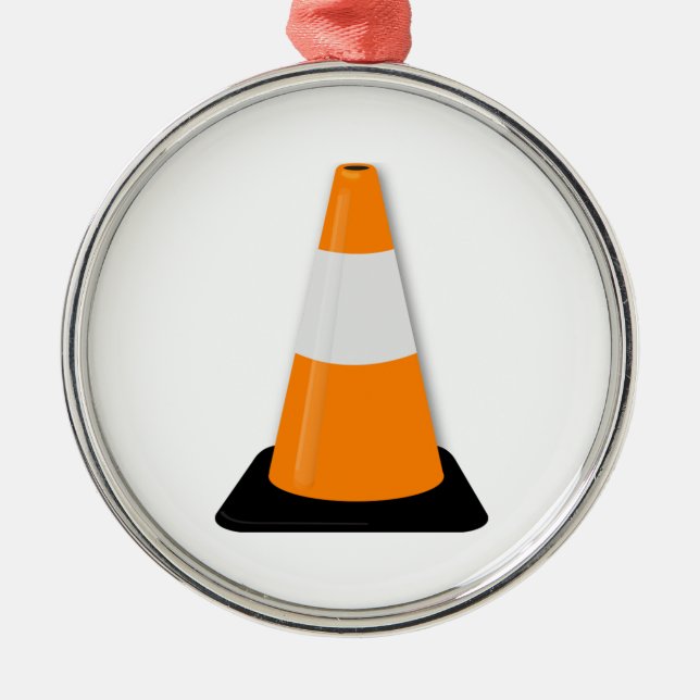 Traffic Cone Metal Ornament (Front)