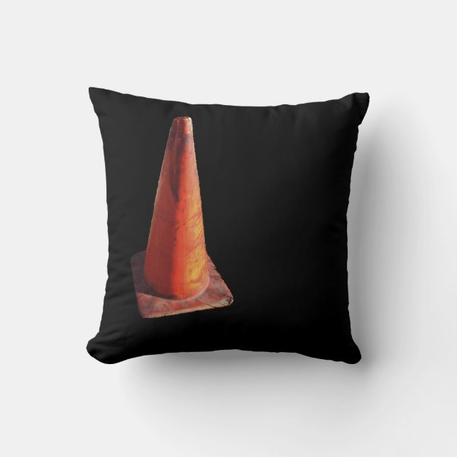 Traffic Cone Throw Pillow (Front)
