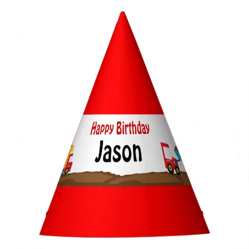 Traffic Cone Truck  Digger Birthday Party Hat