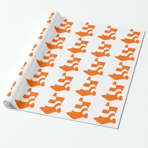 Traffic cone two safety pylons wrapping paper