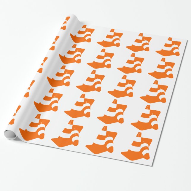 Traffic cone two safety pylons wrapping paper (Unrolled)