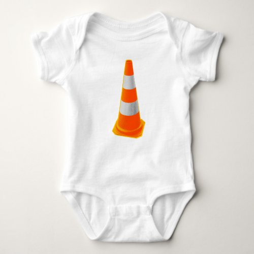 Traffic Cone with Grey Stripes Baby Bodysuit
