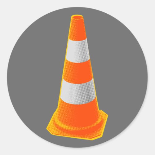 Traffic Cone with Grey Stripes Classic Round Sticker