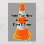 Traffic Cone with Grey Stripes Invitation