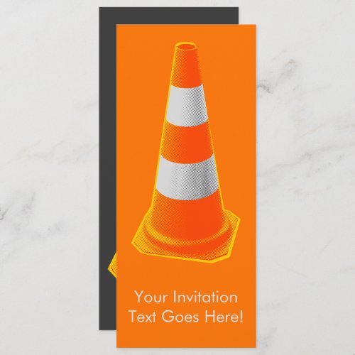 Traffic Cone with Grey Stripes Invitation