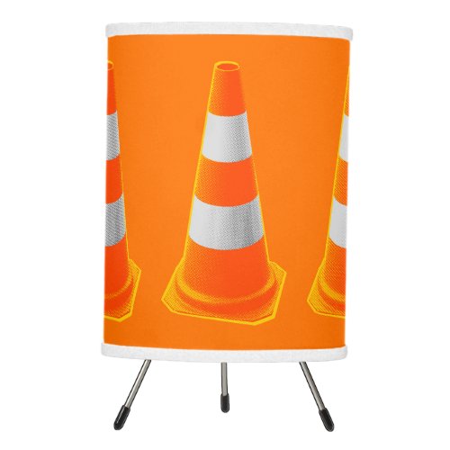 Traffic Cone with Grey Stripes Tripod Lamp