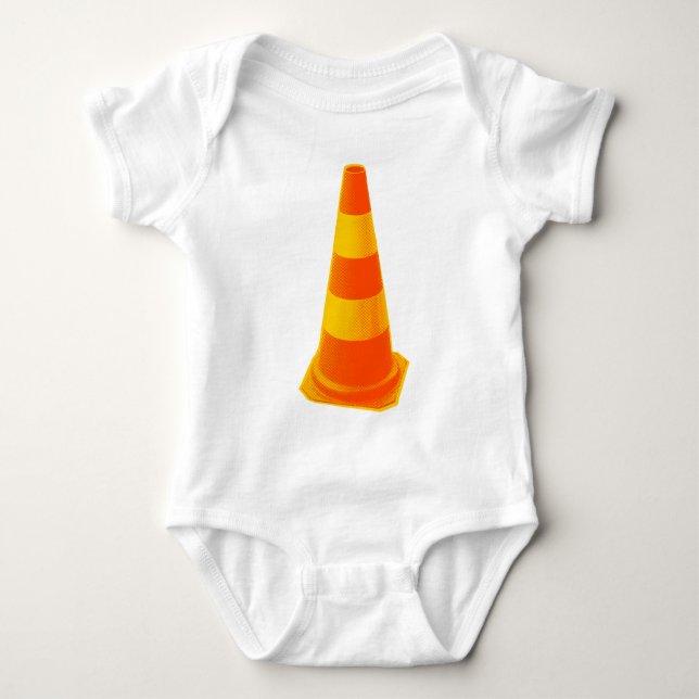 Traffic Cone with Yellow Stripes Baby Bodysuit (Front)