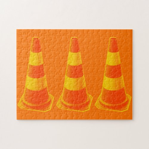 Traffic Cone with Yellow Stripes Jigsaw Puzzle