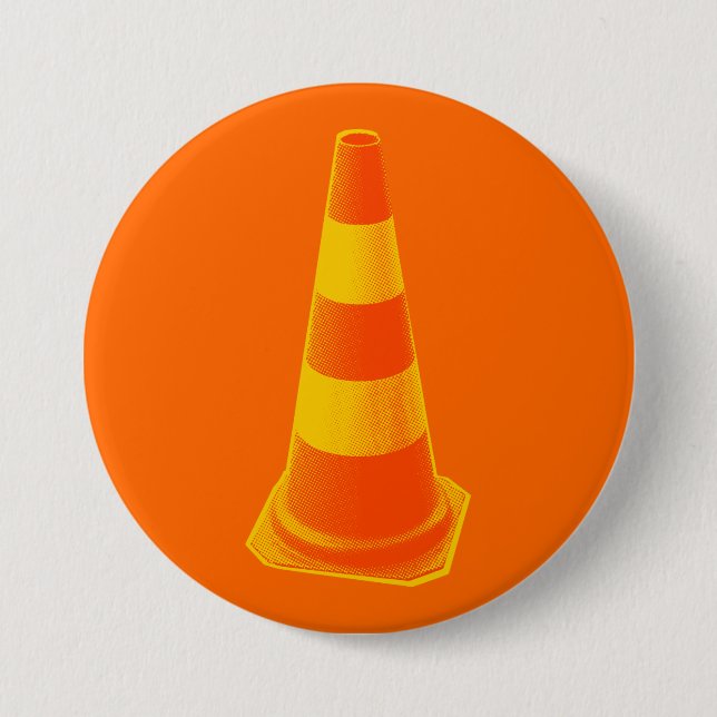 Traffic Cone with Yellow Stripes Pinback Button (Front)