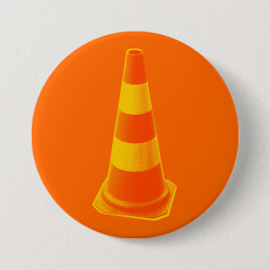 Traffic Cone with Yellow Stripes Pinback Button