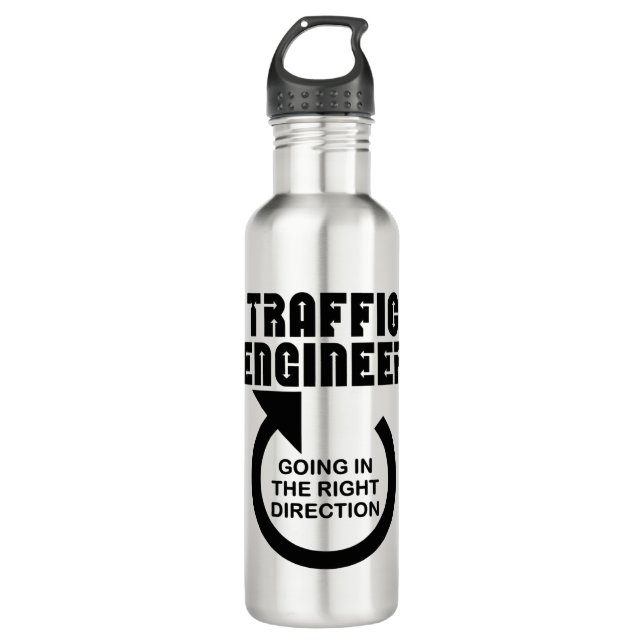 Traffic Engineer Right Direction Stainless Steel Water Bottle (Front)