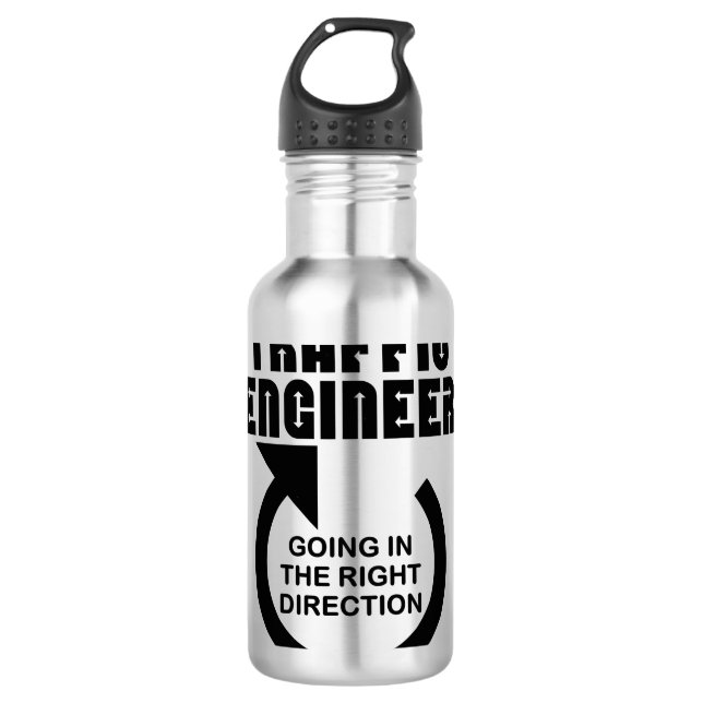 Traffic Engineer Right Direction Stainless Steel Water Bottle (Front)