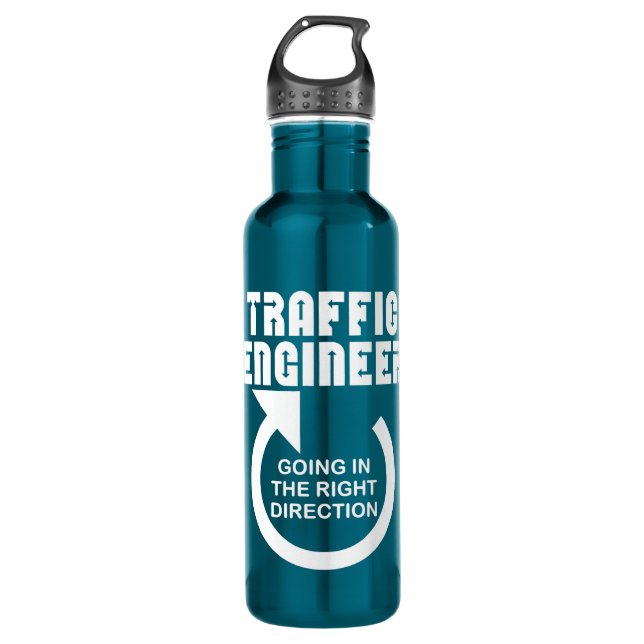 Traffic Engineer Right Direction Stainless Steel Water Bottle (Front)