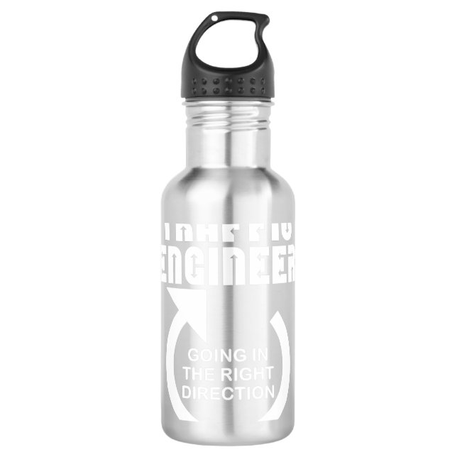 Traffic Engineer Right Direction Stainless Steel Water Bottle (Front)